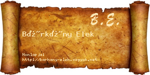 Bárkány Elek névjegykártya
